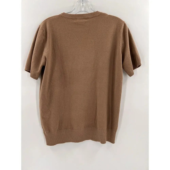 Daimidy Sweater Women's Medium BROWN Short Sleeve Crew Neck Pullover Lightweight - Picture 4 of 8